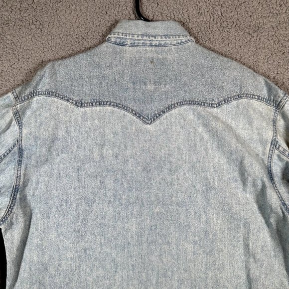 Levis Vintage Denim Pearl Snap Shirt Mens Small Blue Button Up Western Rodeo VTG - Picture 15 of 16